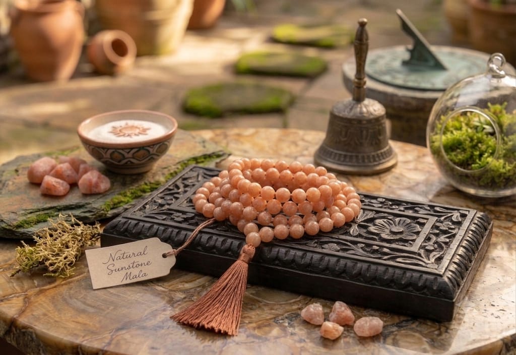 Sunstone 108 Bead Mala
