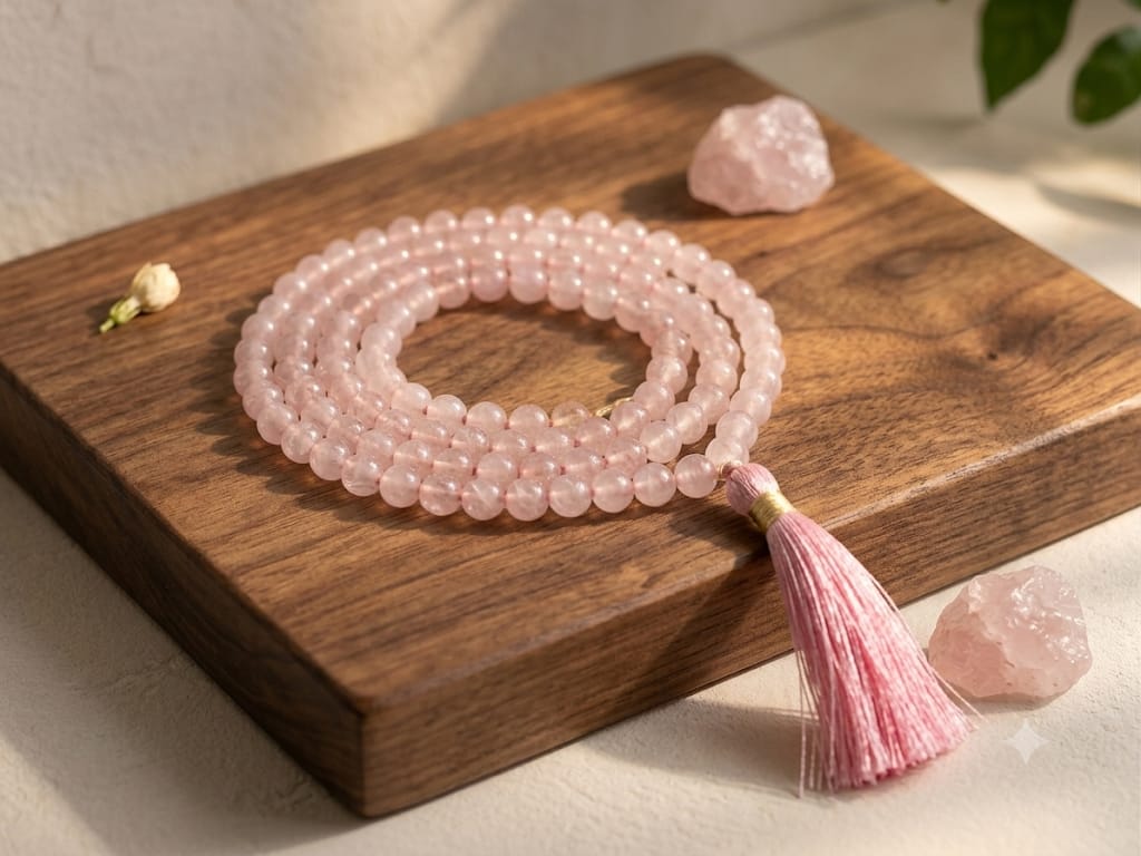 Natural Rose Quartz 108 Beads Mala