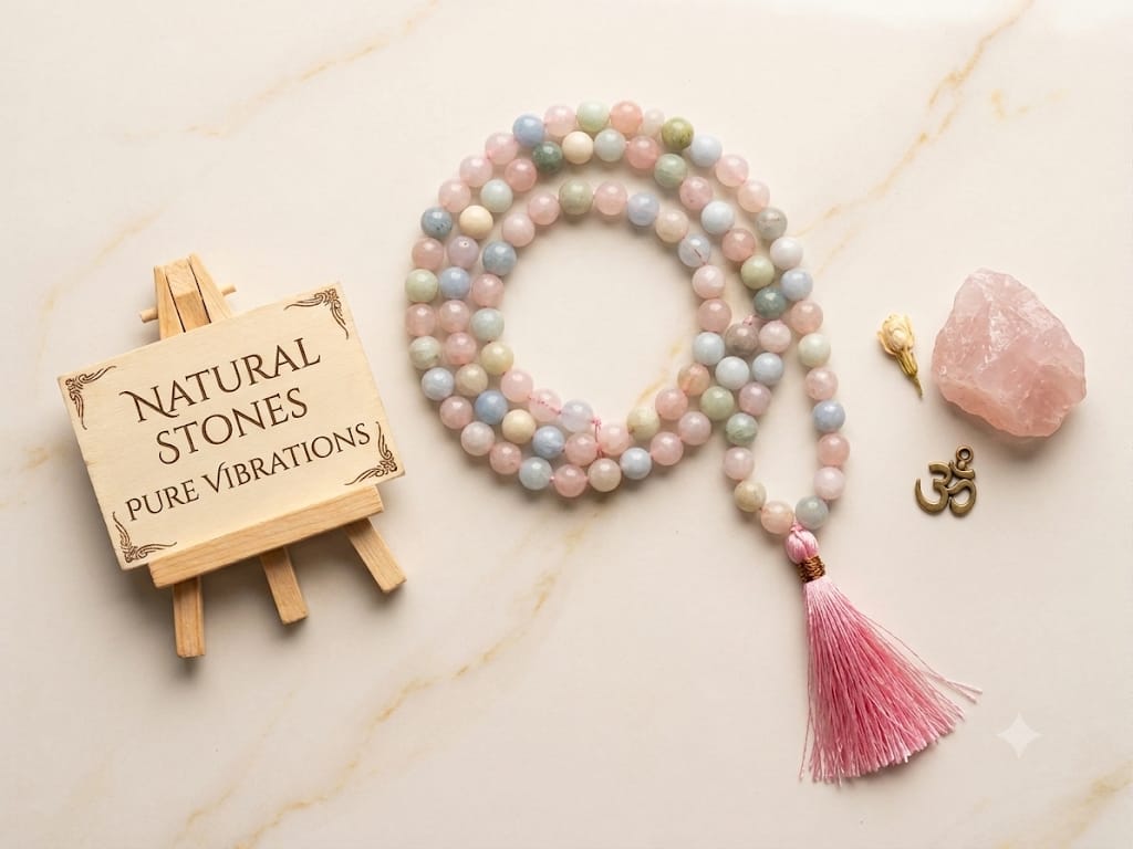Natural Morganite 108 Beads Mala