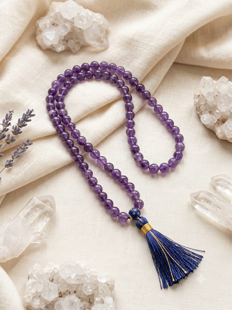 Natural Amethyst 108 Beads Mala