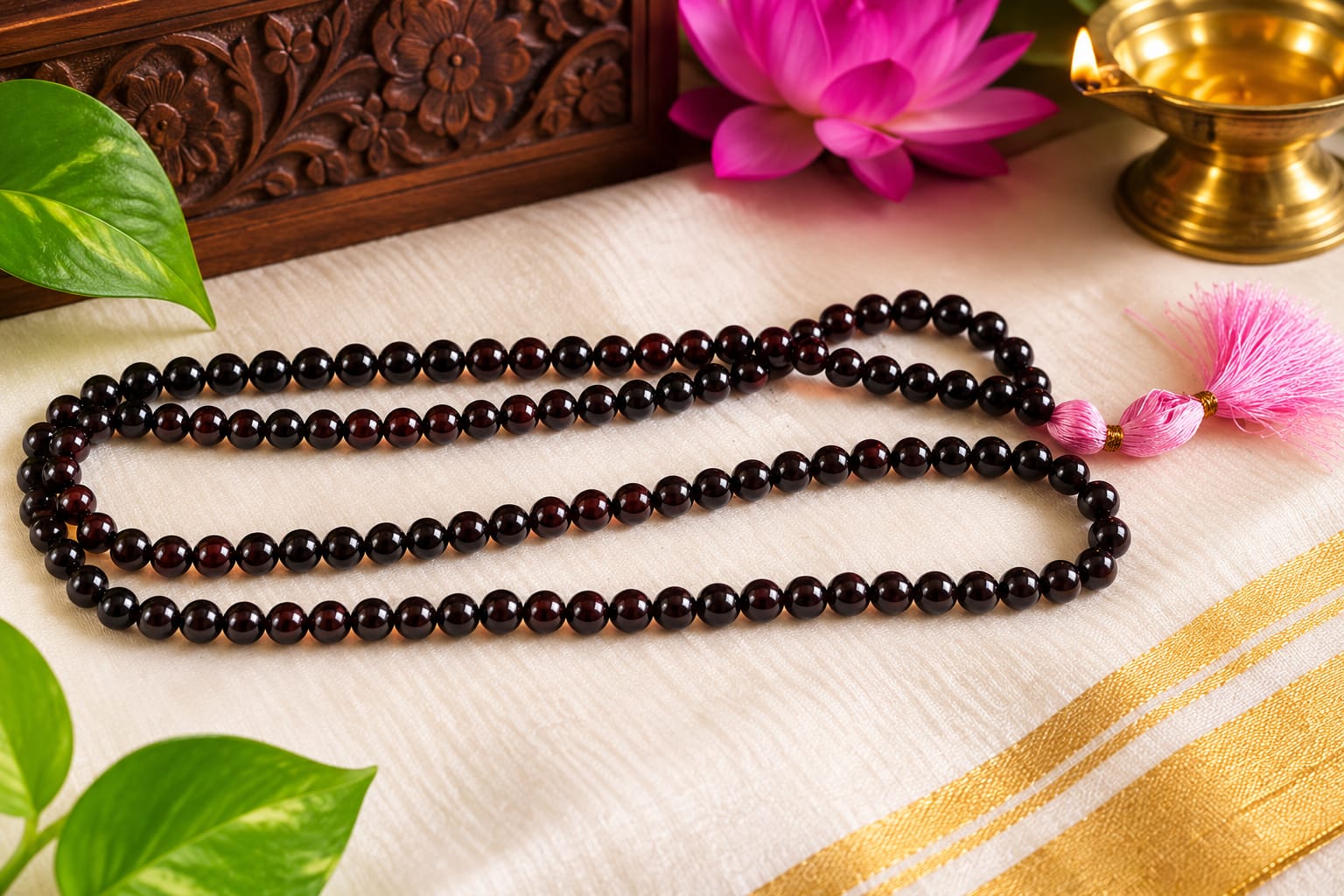 Natural Garnet 108 Beads Mala